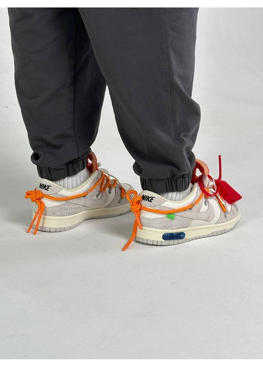 Серые демисезонные кроссовки мужские nike sb dunk x off white / lot 31:50 найк сб данк No Brand