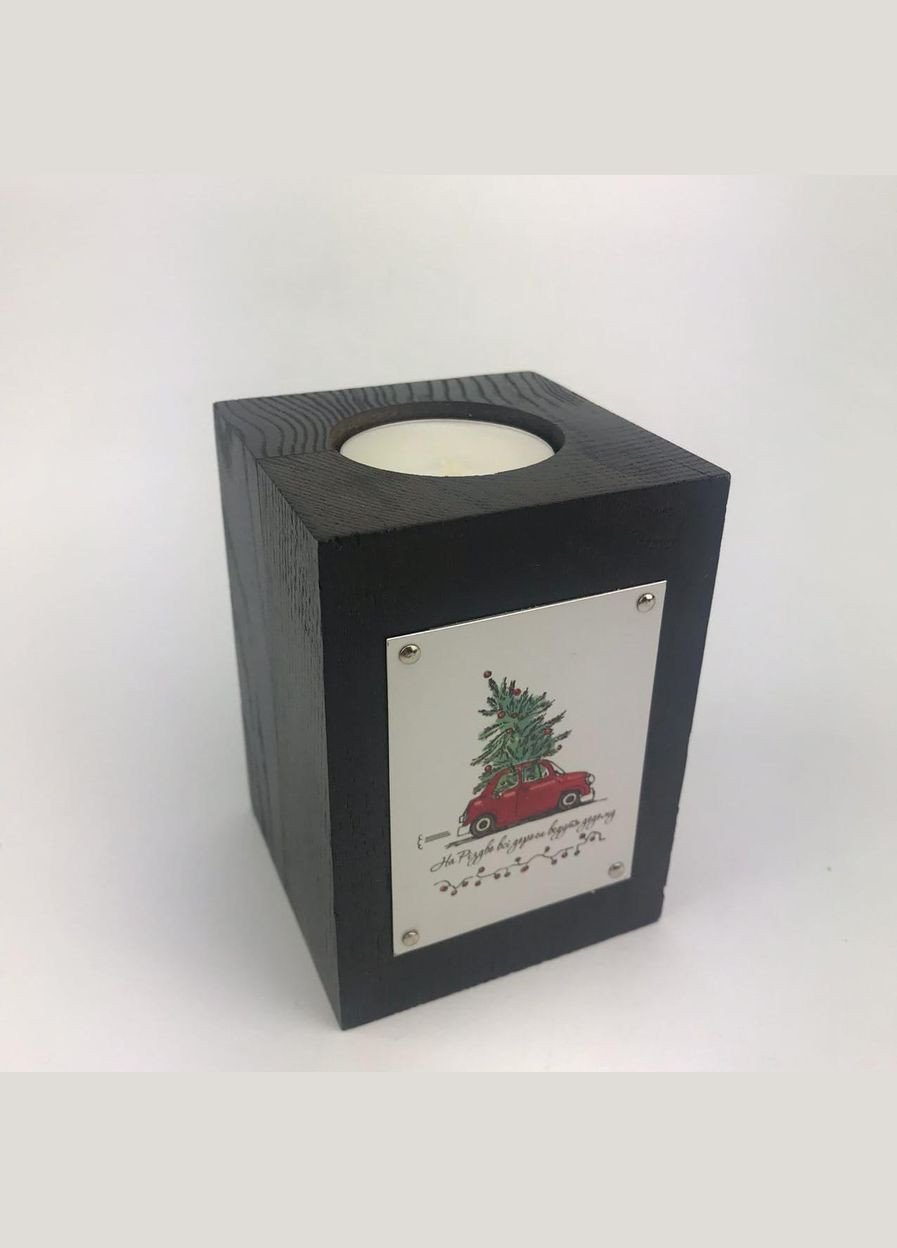 Деревянный подсвечник с металлической вставкой 6х10 см. "На Рождество все дороги ведут домой" Тур-Колекшн (316388092)