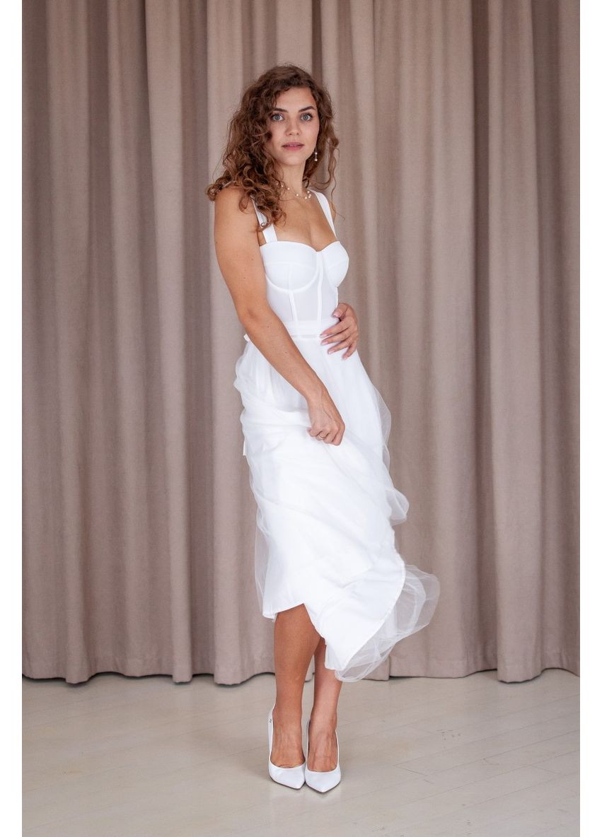 Белое вечернее платье а-силуэт ODDI однотонное