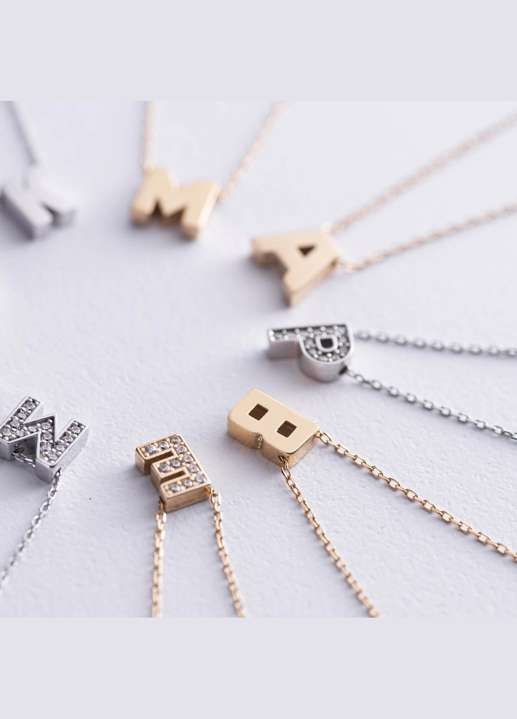 Колье с буквой Е в белом золоте (фианиты) кол01329Е 45 Oniks (334688783)