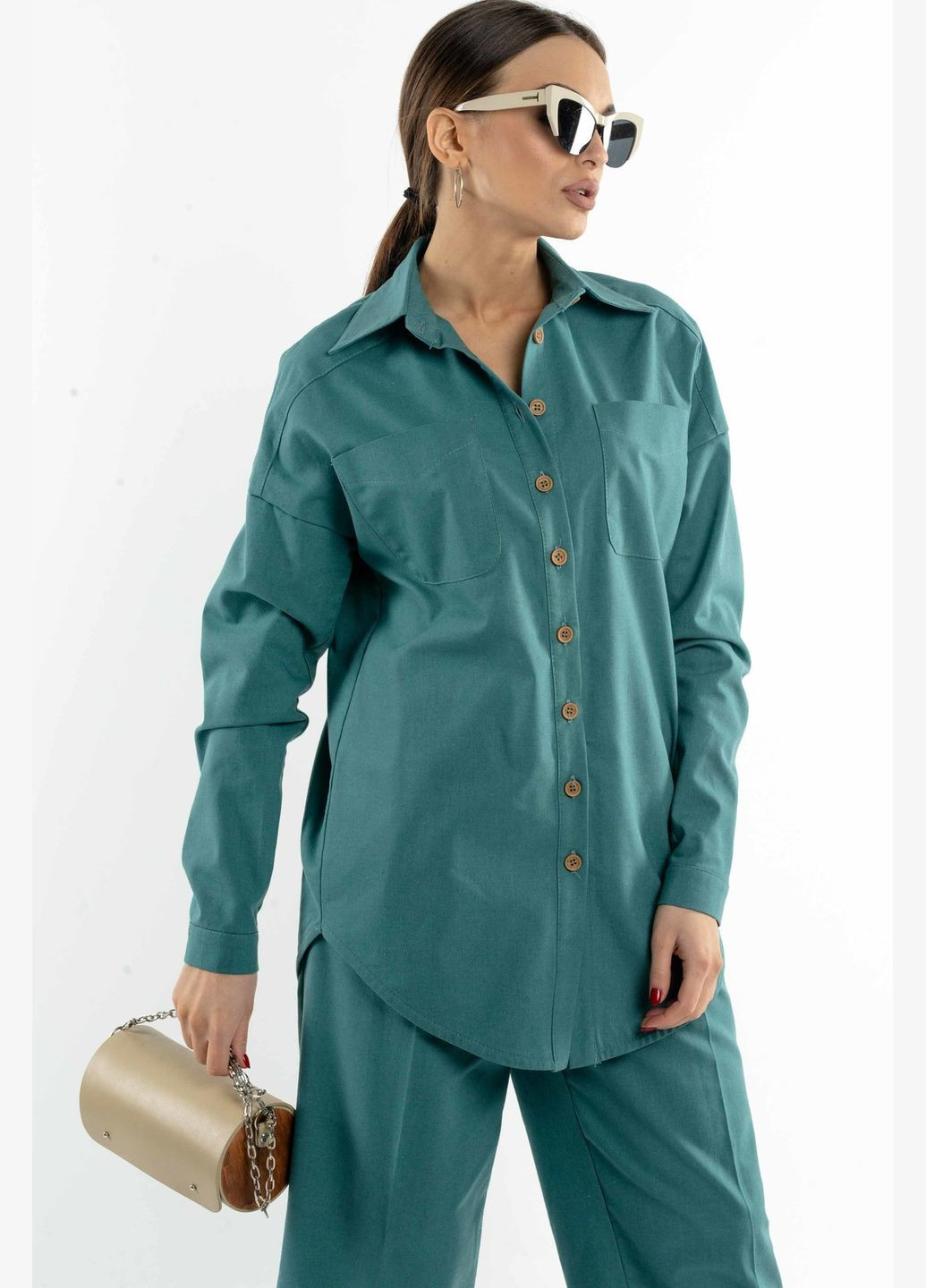 Бирюзовая повседневный рубашка RiMari