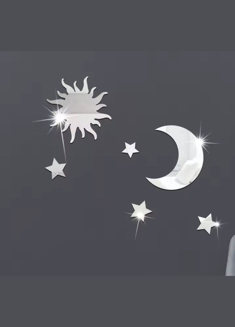 Акриловые наклейки зеркальные Месяц Солнце и звезды 7 шт набор Б336 No Brand (325699337)