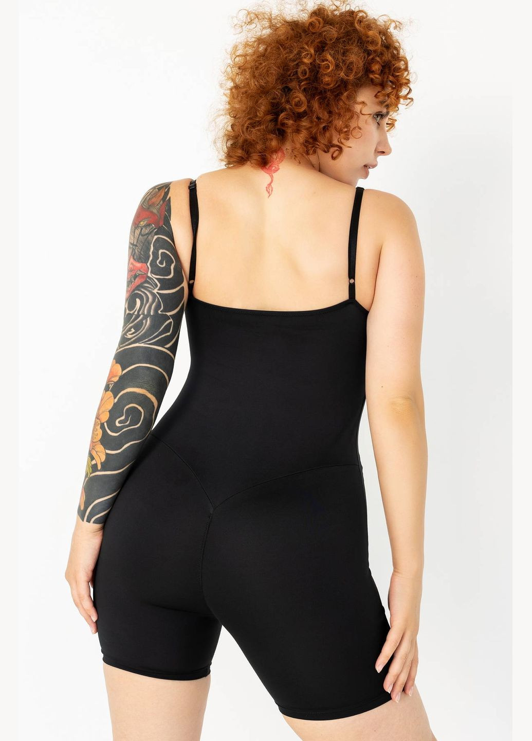 Комбинезон TOTALFIT комбинезон-шорты однотонный чёрный спортивный полиэстер