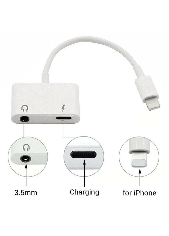 Переходник разветвитель для iphone 2 в 1 Lightning и 3,5 мм Audio AUX Jack адаптер для прослушивания музыки China (366874695)