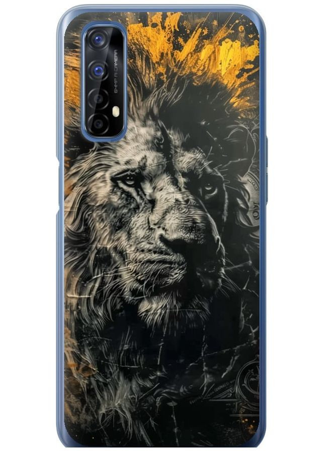 2D пластиковый чехол 'Лев в золотых красках' для Endorphone Realme 7 (297657329)