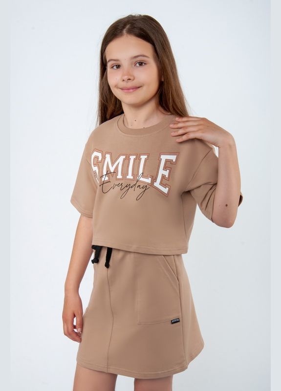 Темно-бежевий комплект для дівчат 04-2768-144н 152 см Авекстекс