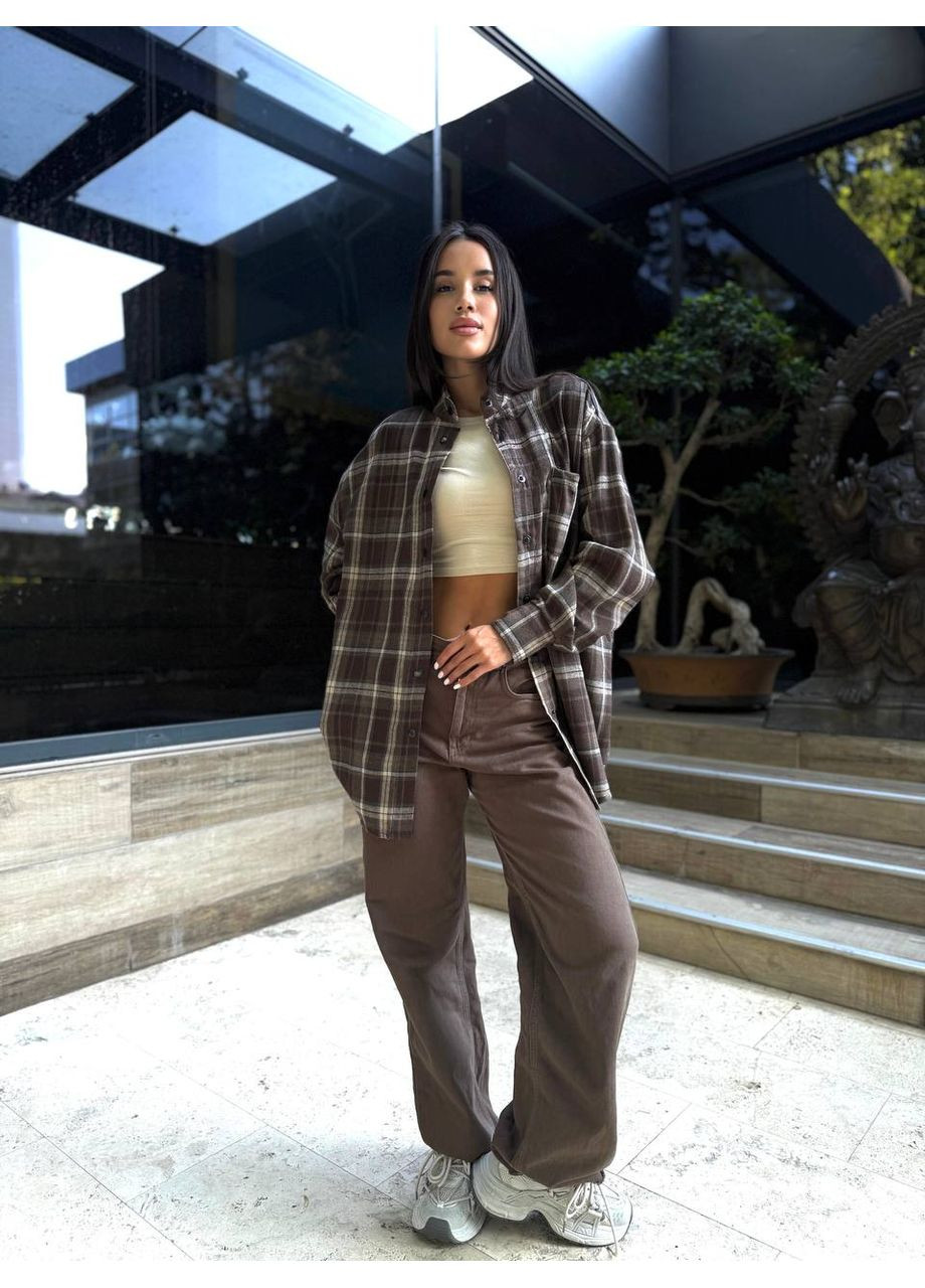 Коричневая кэжуал рубашка в клетку Adelante