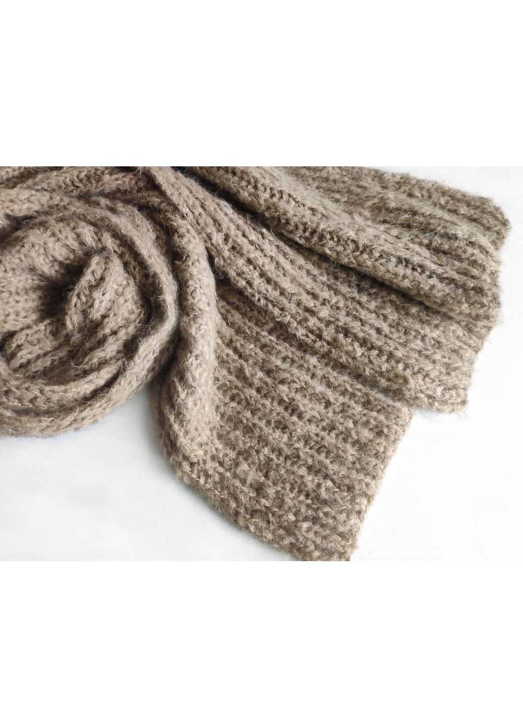 В'язаний зимовий шарф ручної роботи з мериносу оливкового кольору No Brand (368787126)