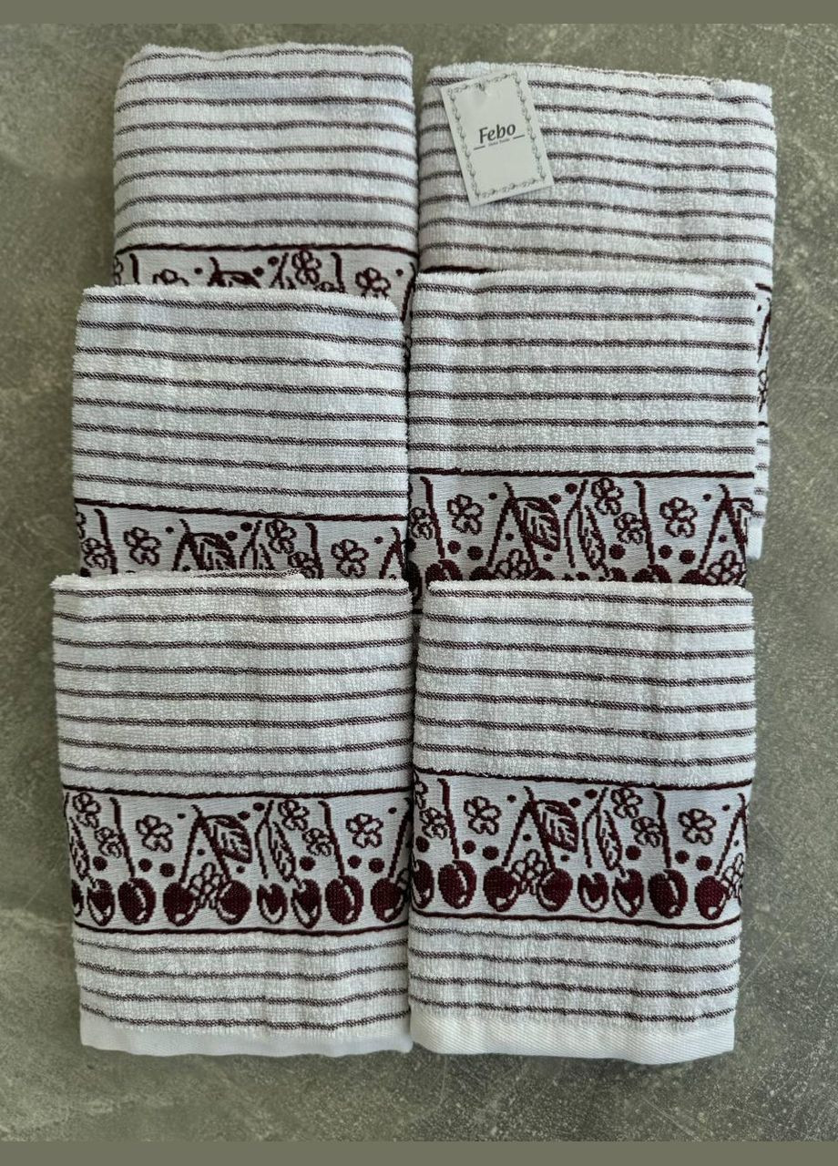 Набір рушників махрове для кухні 40x60 см 6 шт Білий (П4К-mur-kuhnya-007/1) No Brand смужка комбінований