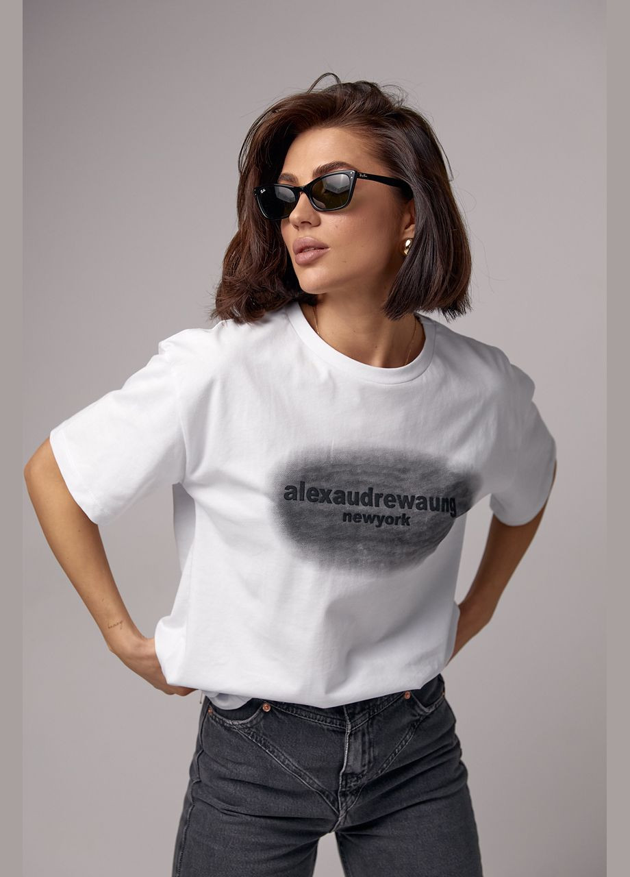 Жіноча бавовняна футболка з написом 22345 Lurex - (292252885)