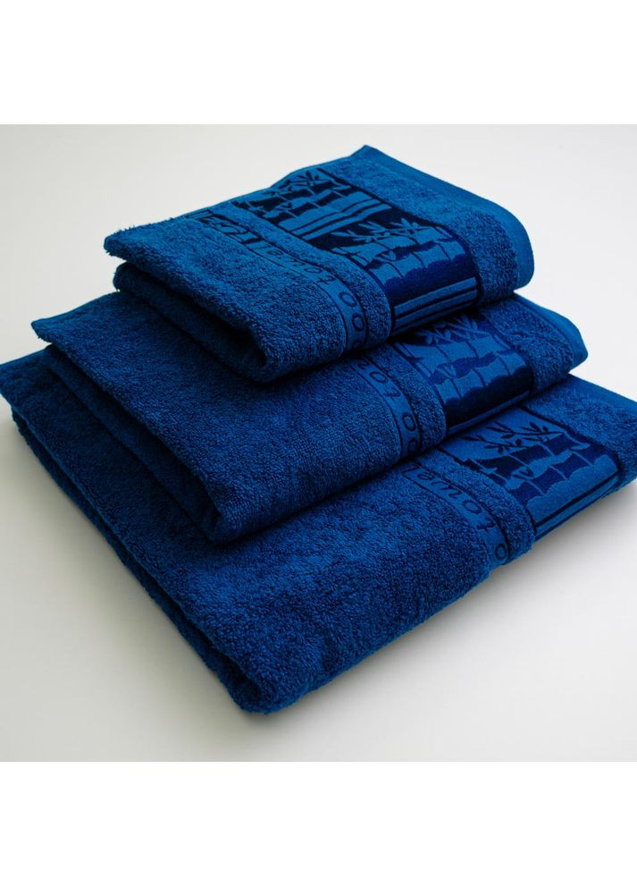 Набор махровых полотенец 3шт 40х70см, 50х90см, 70х140см BambooN 450г/м2 (Синий) GM Textile синий