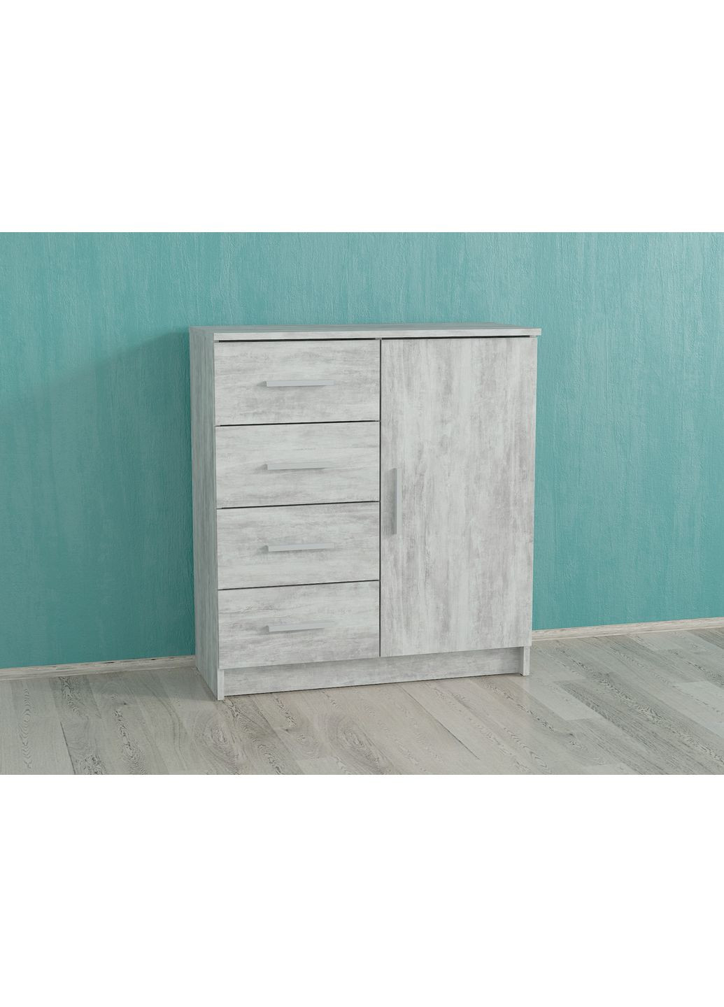 Комод з 4 ящиками і дверима, тумба широка I-093 Венге темний No Brand (371909393)