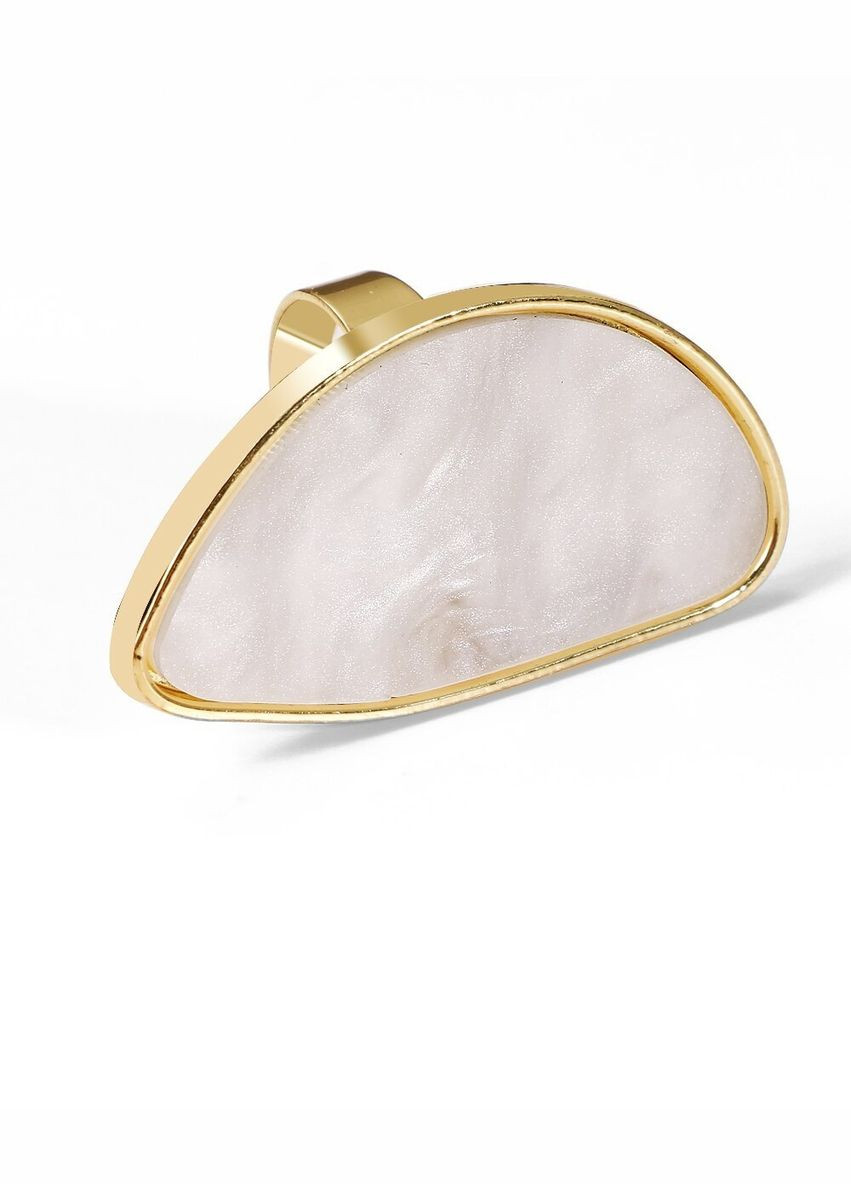 Крупное белое кольцо с перламутром, безразмерное, 4450 No Brand (347629138)