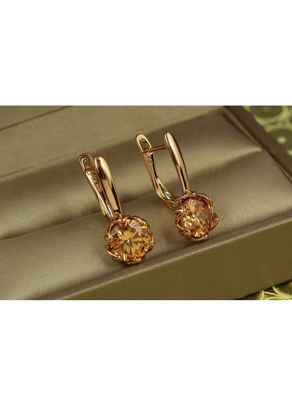 Серьги величественная простота с камнем шаспанское 2.3 см золотистые love-shopping Xuping Jewelry (354659370)