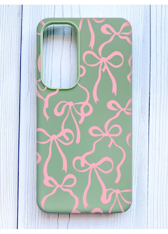 Матовий оливковий чохол на Samsung Galaxy S24 Бантики (принт 406) Creative (355401244)