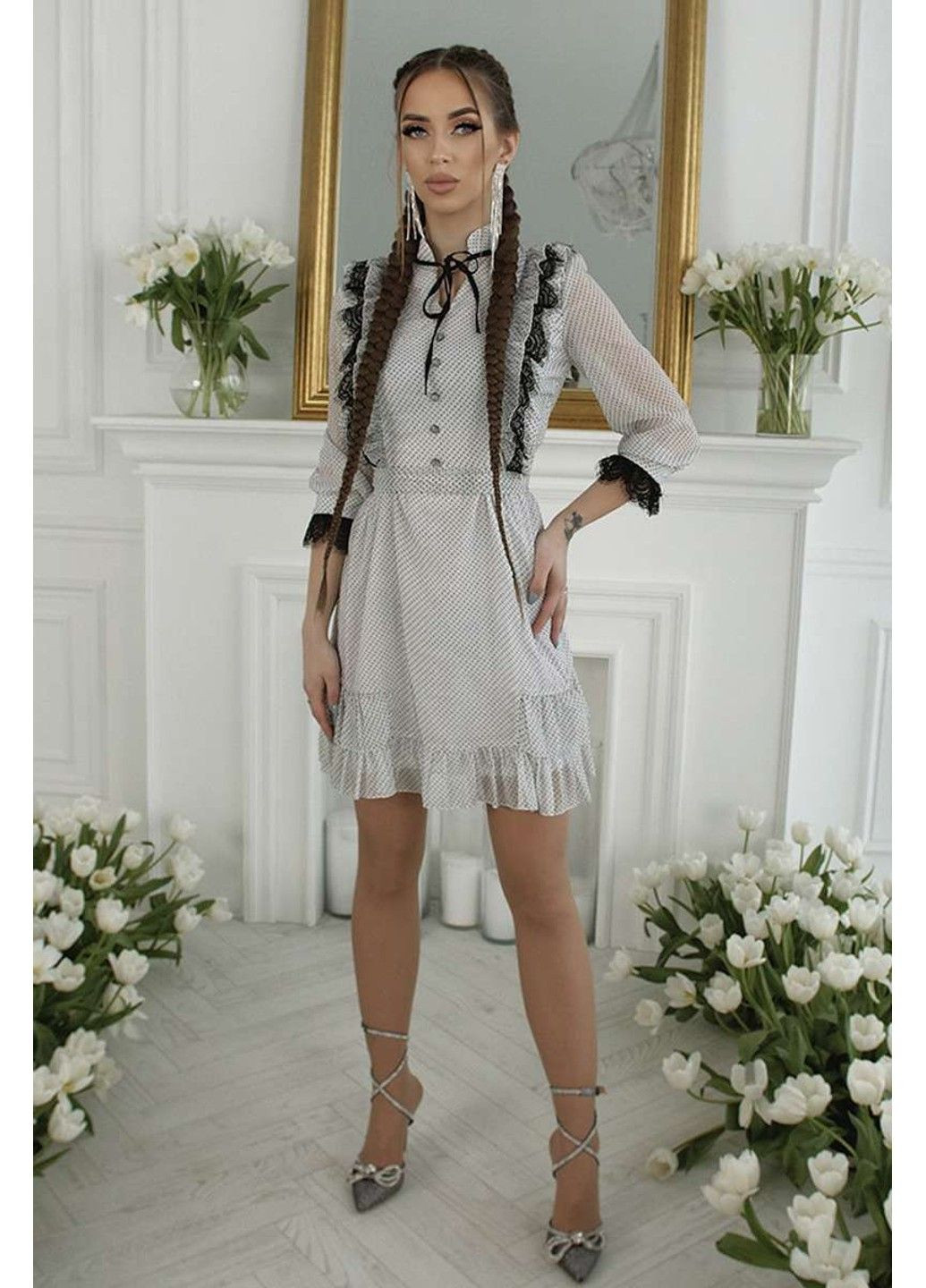 Белое шифоновое платье baby doll 21034 белое Tanita-Romario