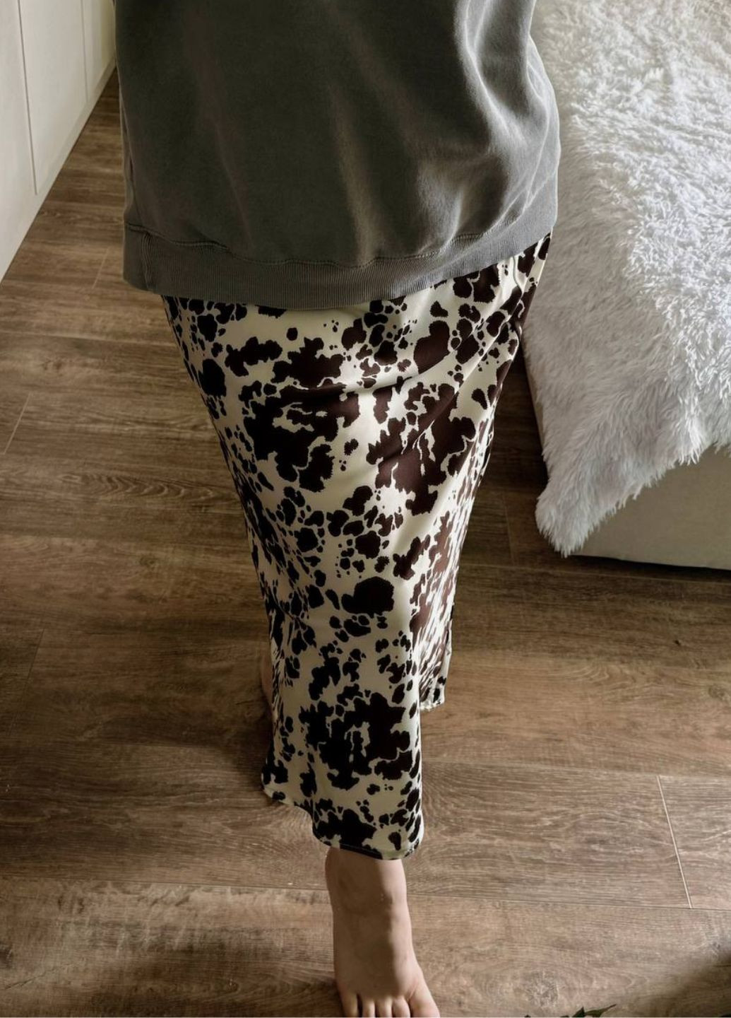 Коричневая повседневная с анималистичным узором юбка меди с высокой посадкой и ярким принтом Tik-Tak