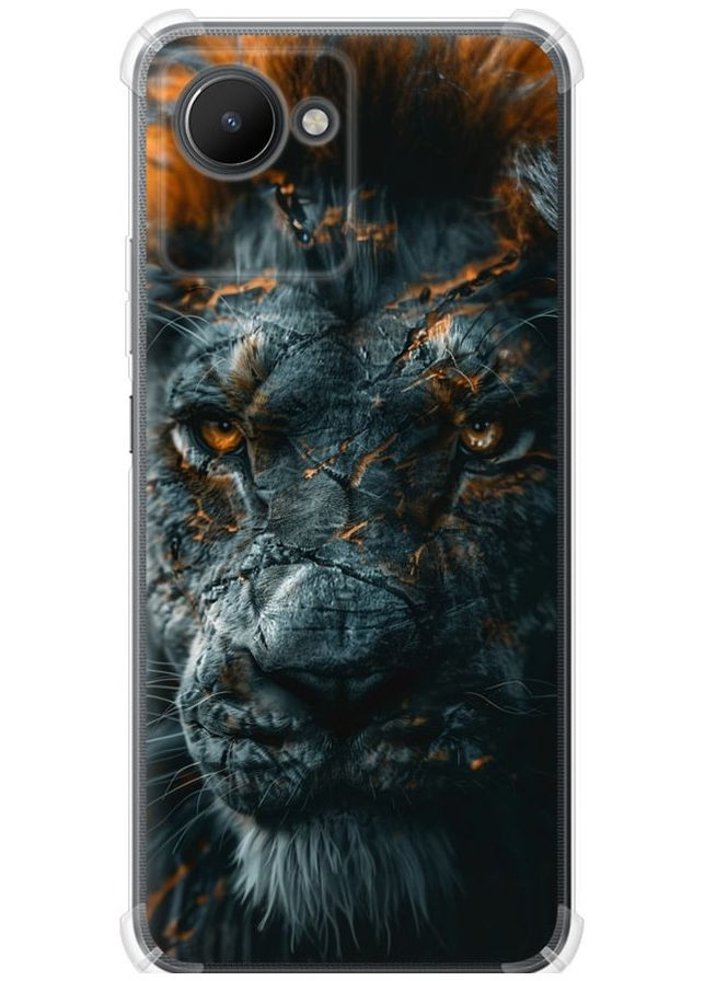 Силикон с усиленными углами чехол 'Пламенный лев' для Endorphone Realme C30 (297662431)