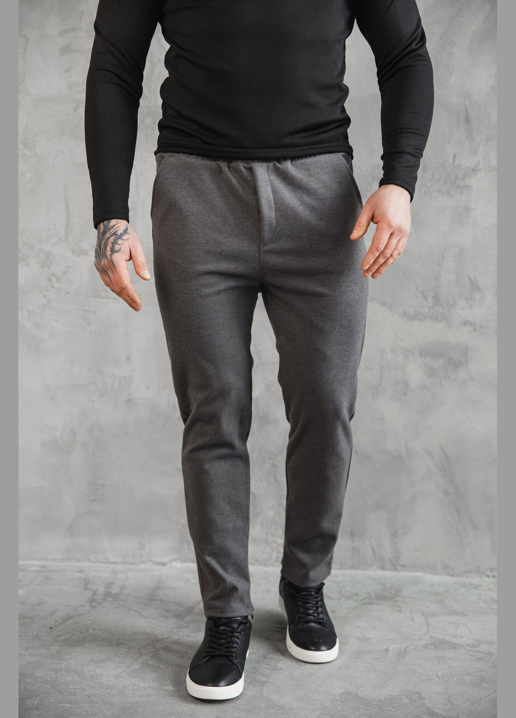 Графитовые классические, повседневный, кэжуал зимние брюки No Brand