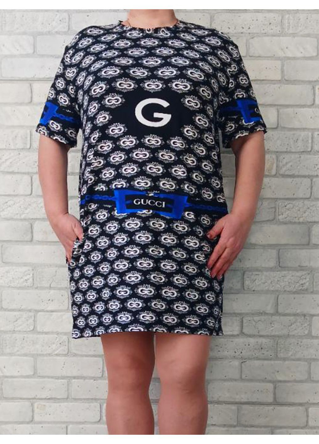 Женская трикотажная туника с коротким рукавом летняя No Brand (365811569)