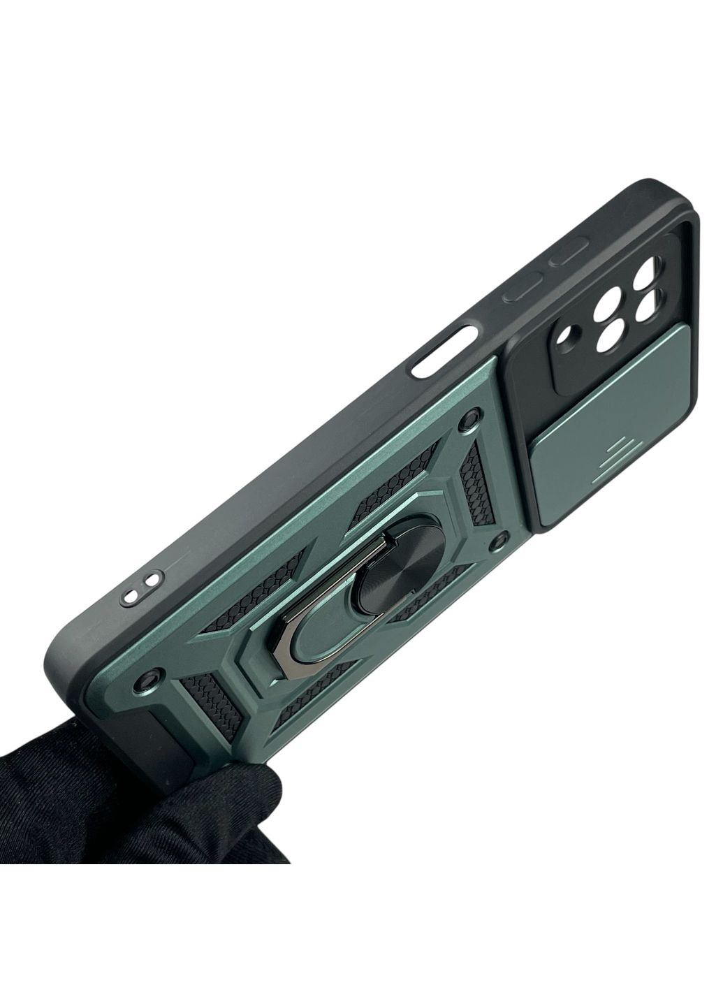 Чехол для Galaxy M12 (SM-M127) бронированный с кольцом со шторкой на самсунг м12 зелёный rg1 Samsung (366390140)