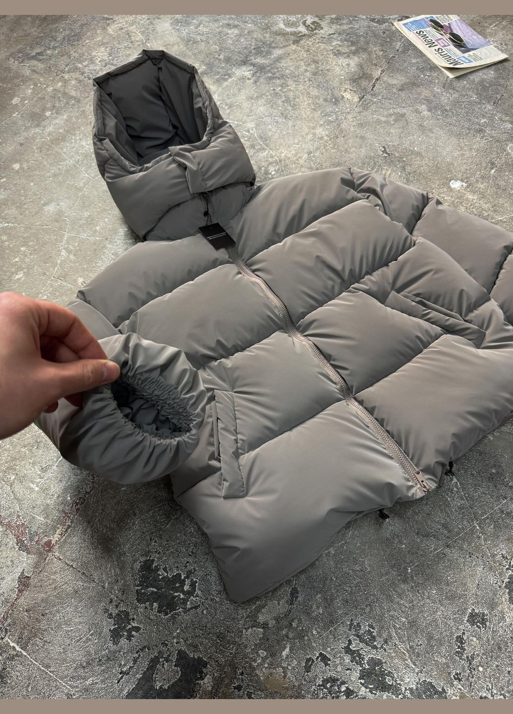 Сіра зимня куртка пуховик оверсайз No Brand