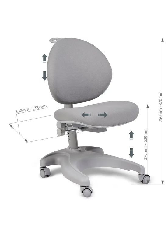 Дитяче крісло Cielo Grey з підлокітниками та підставкою для ніг FunDesk Cielo Grey с подлокотниками и подставкой для ног (356447296)