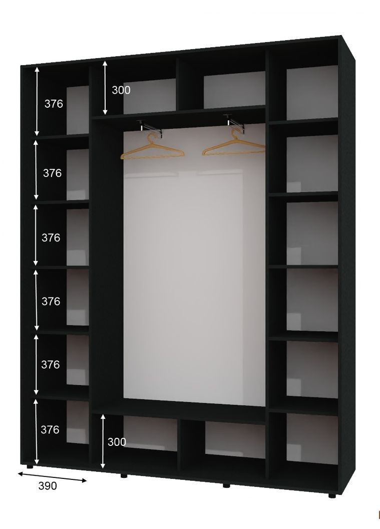 Шафа-купе тридверна 200*45*230 Антрацит 2 Дзеркала з піскострумним малюнком/Дзеркало ШК-05 Алекса (360453829)