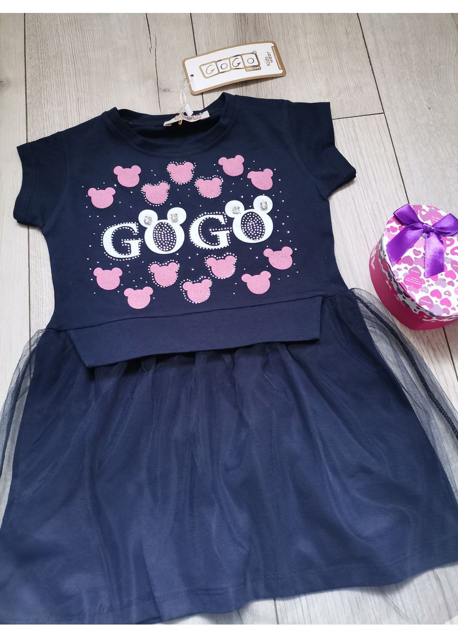Синіти дитяча сукня для дівчинки темно-синього кольору з фатином, на 2,3,4 роки Gogc (370438854)