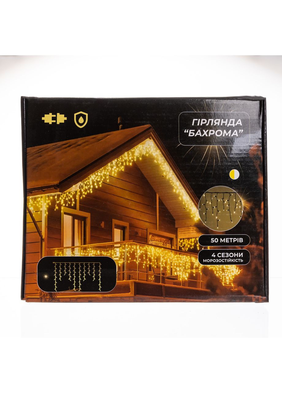 Вулична гірлянда Бахрома 50 м 840 LED жовта для фасадів та інтер'єрів світлодіодне освітлення декор Garlando (370432379)