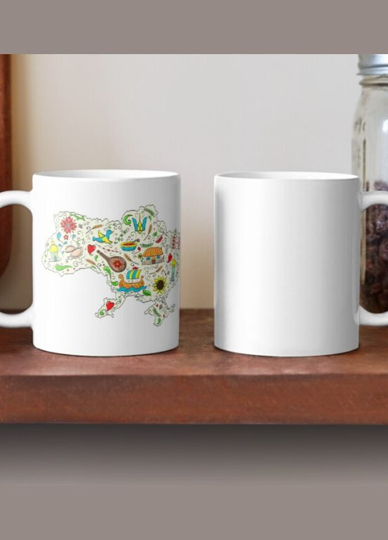 Чашка керамічна кружка з принтом Мапа України символіка Біла 330 мл Orca (317319982)