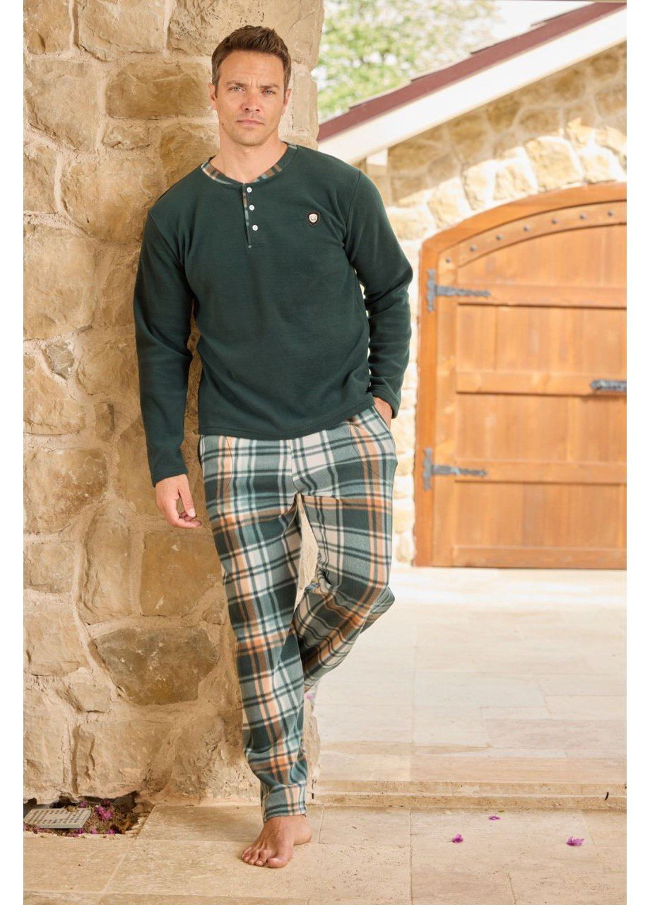 Чоловіча тепла піжама з флісу полар зелена Pijamoni (370569430)