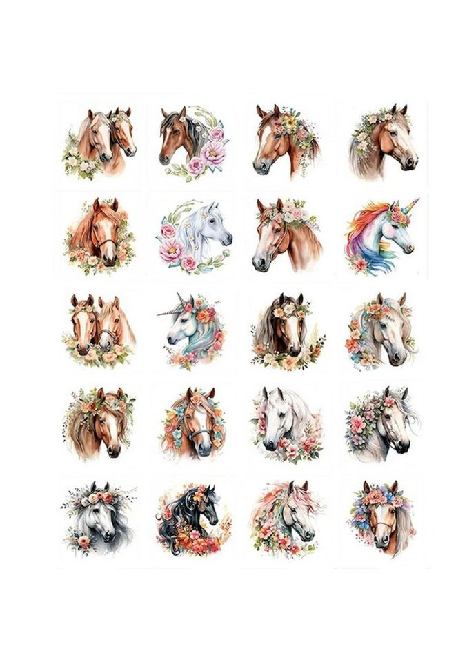 Набір тимчасових татуювань "Коні" Horses-20-01 розмір 6х6 см Fresh Tattoo (341677603)