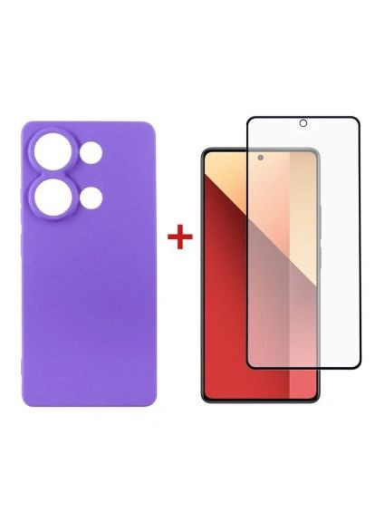 Чехол для мобильного телефона Purple) (DG-KM-64) DENGOS Kit for Xiaomi Redmi Note 13 Pro 4G case + glass ( (364630588)