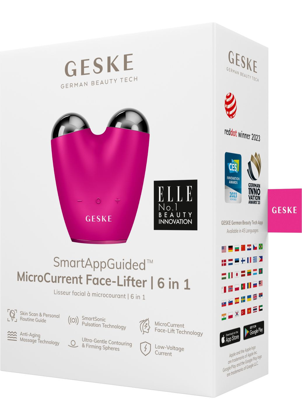 Микротоковый подтягивающий лицо MicroCurrent Face-Lifter 6в1 magenta GESKE (341526097)