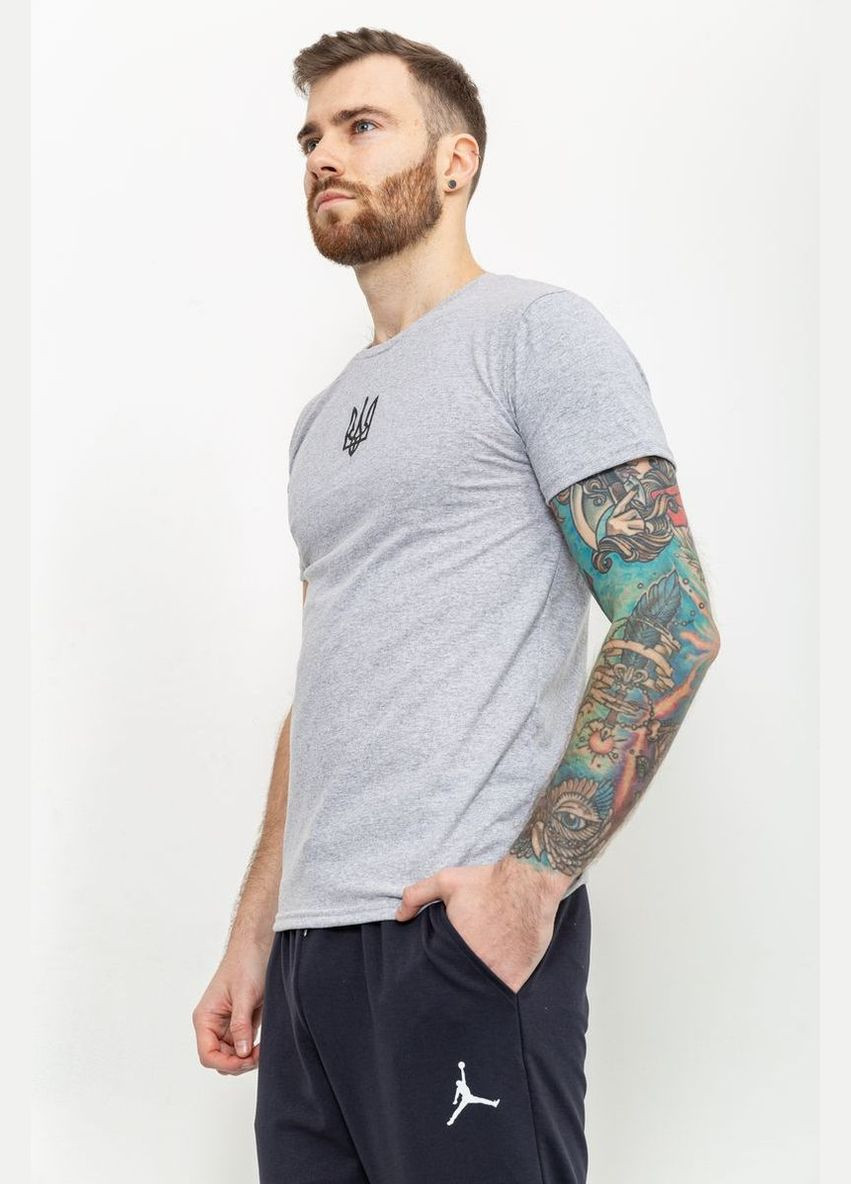 Світло-сіра чоловіча футболка з тризубом, колір світло-сірий, Ager