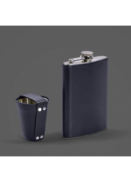 Набір з флягою та чарками у шкіряному чохлі темно-синій. BlankNote (348359106)