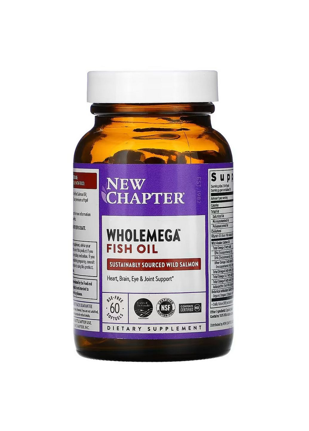 Жирні кислоти Wholemega Fish Oil, 60 капсул New Chapter (293418002)