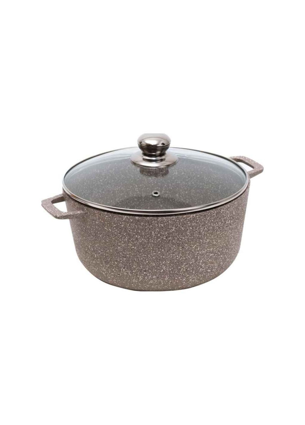 Кастрюля 3л с а/п покрытием и стеклянной крышкой АА10033 (светло-серый гранит) Talko (356457147)