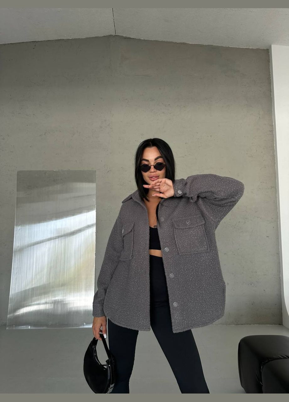 Серая рубашка однотонная No Brand