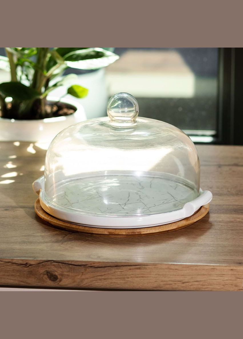 Тортовщица керамическая со стеклянной крышкой 25 см Yiwu (328441380)