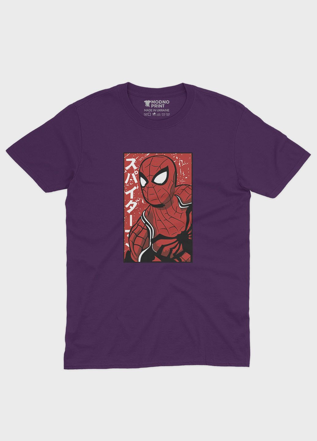 Фіолетова демісезонна футболка для дівчинки з принтом супергероя - людина-павук (ts001-1-dby-006-014-044-g) Modno