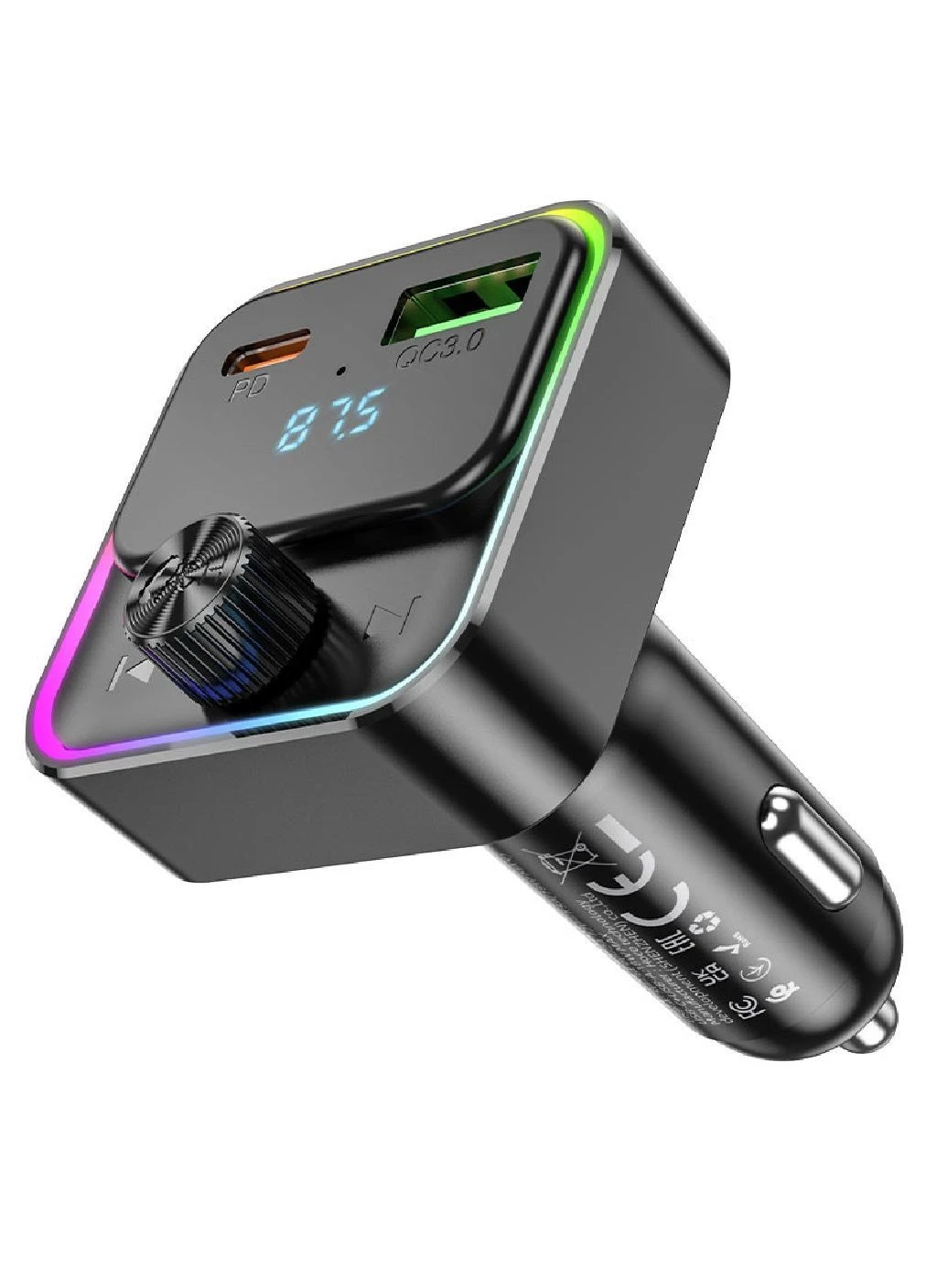 Автомобильный FM-трансмиттер зарядное устройство модулятор Bluetooth MP3 с быстрой зарядкой 30w 80x43x44 мм (482641-Prob) Unbranded (377991190)