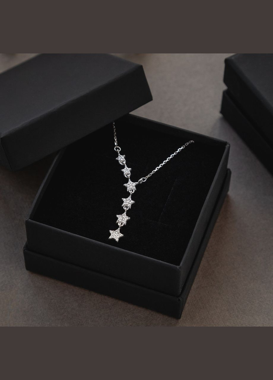 Кольє срібне Сузір'я на тонкому ланцюжку з яскравими білими фіанітами Каштан (342334990)