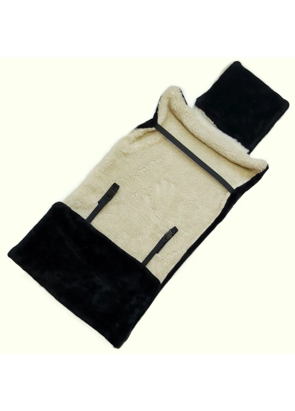 Універсальна Накидка чохол на сидіння автомобіля з овчини Sheepskin (Еко-шерсть) 1 шт Чорна 50 см No Brand (402275256)