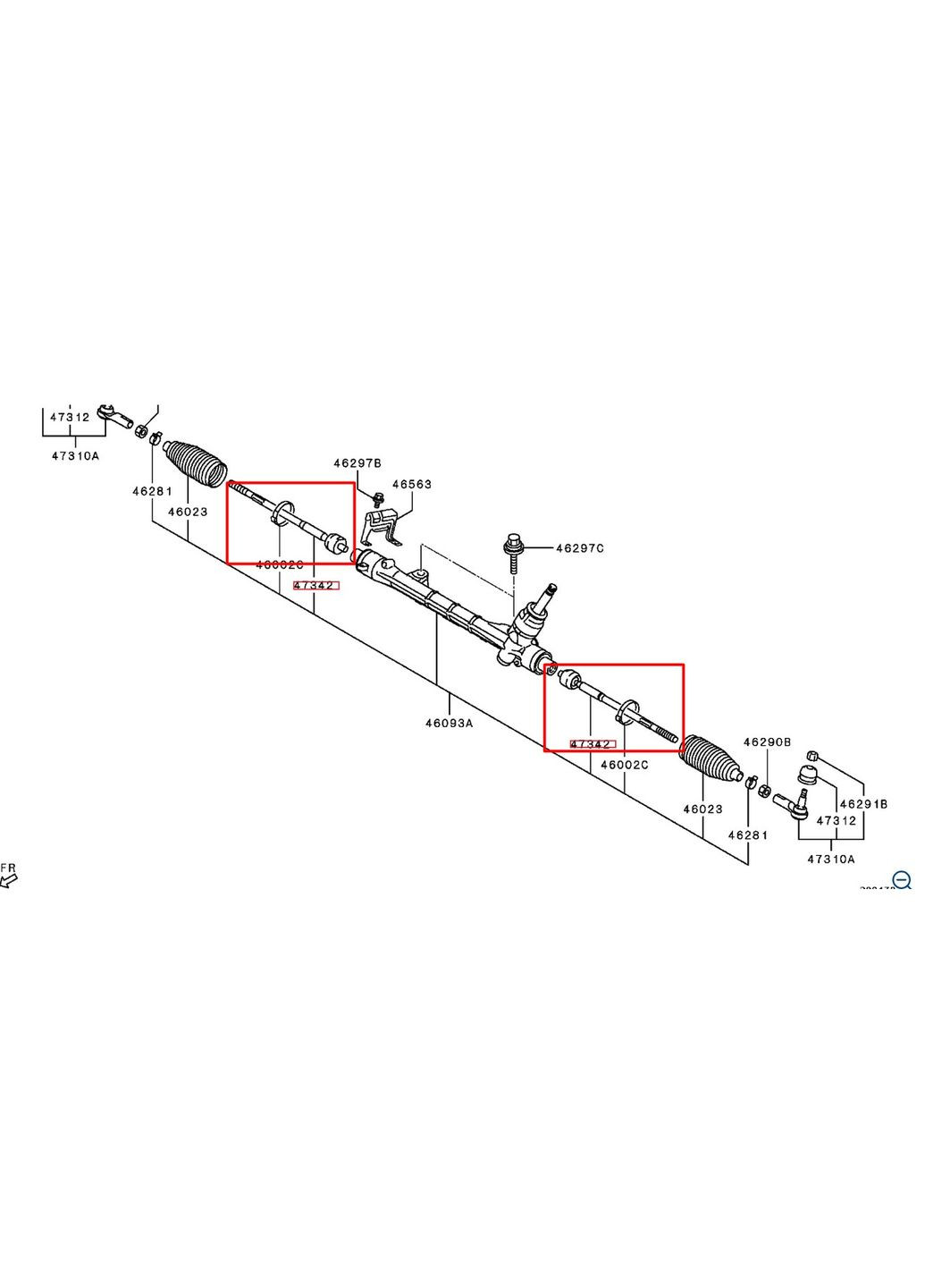 Тяга рульова, оригінал 4422A076 Мітсубісі Лансер X, Аутлендер XL 2006-2017 Mitsubishi (360504036)