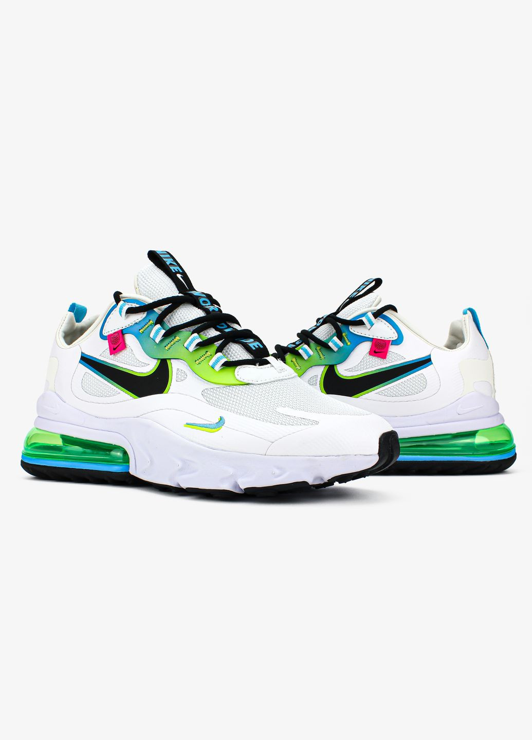 Білі Осінні кросівки чоловічі nike air max 270 react ww white green blue | найк аір макс 270 реакт білі No Brand