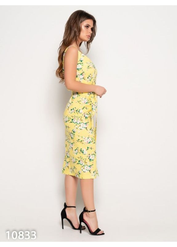 Комбінована сукня 10833 жовта ISSA PLUS однотонна