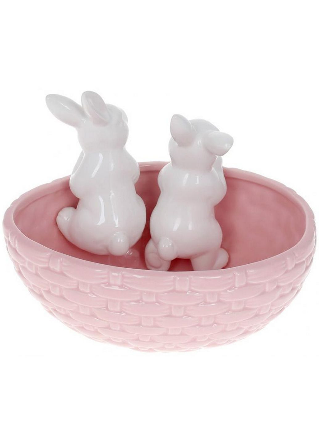 Декоративне кашпо "Кролики в кошику", кераміка 20х15х14,5 см Bona (289458722)