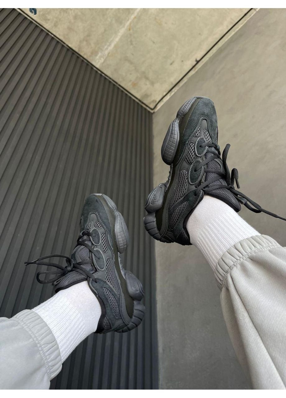 Черные демисезонные кроссовки мужские adidas yeezy boost 500 black 2 адидас изи буст No Brand